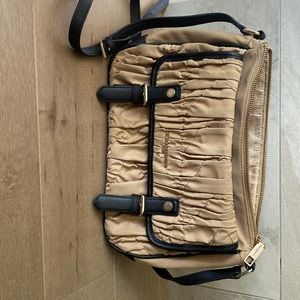 Karl Lagerfeld Kourtney Nylon Leather Messenger Crossbody Sand Black